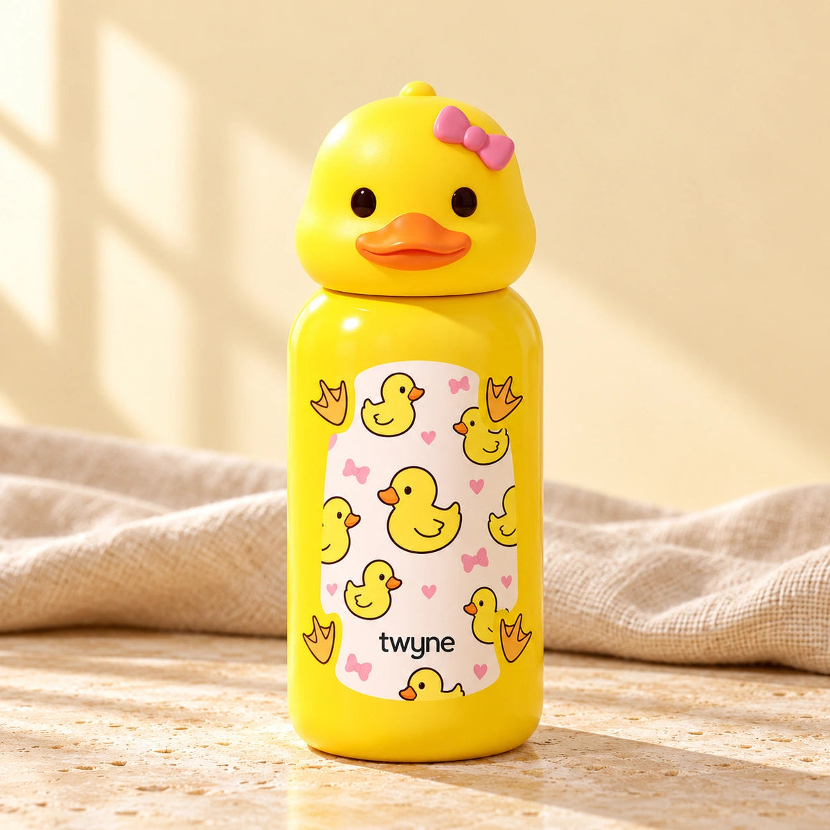Twyne Duck bottle on linen