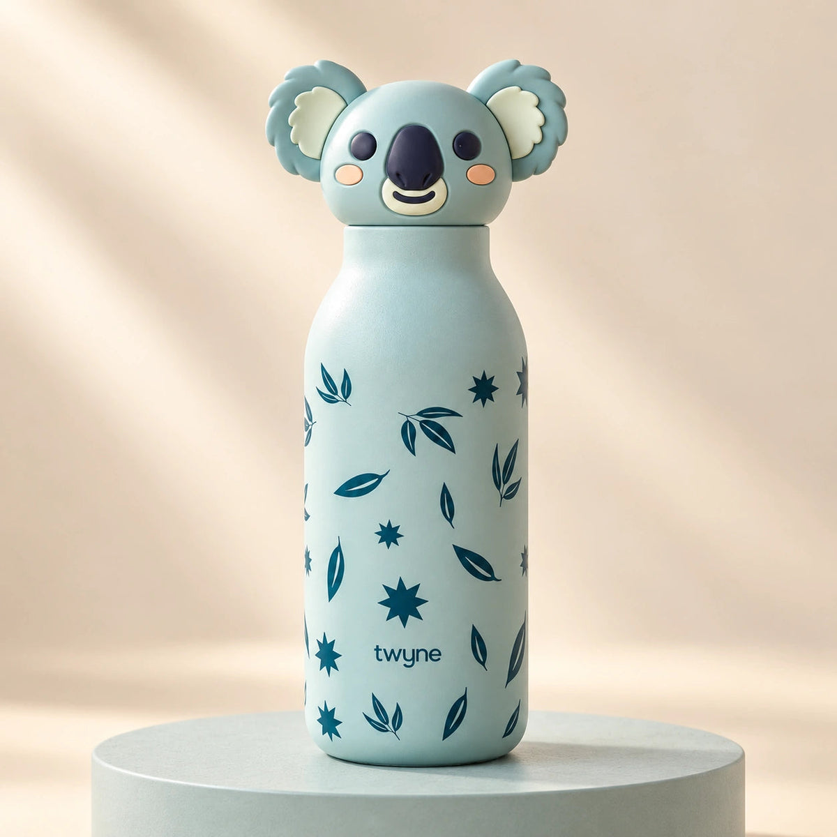 Twyne Koala bottle on a studio pedestal